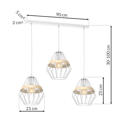 Полилей на верижка CLIF 3xE27/60W/230V