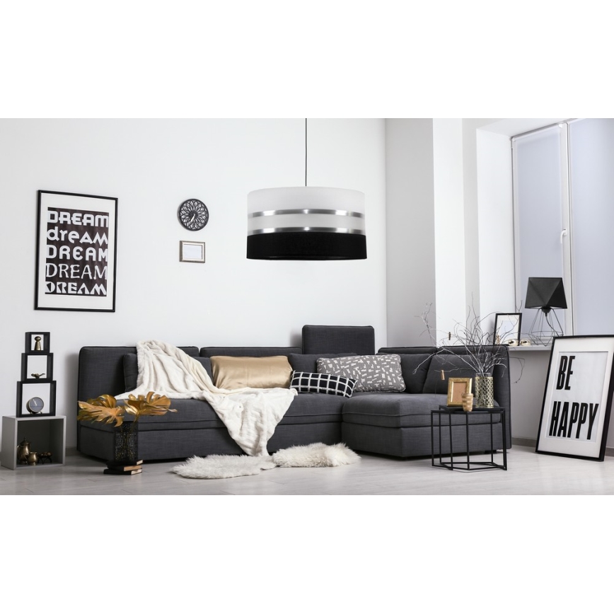 Полилей на верижка CORAL 1xE27/60W/230V чернобяла