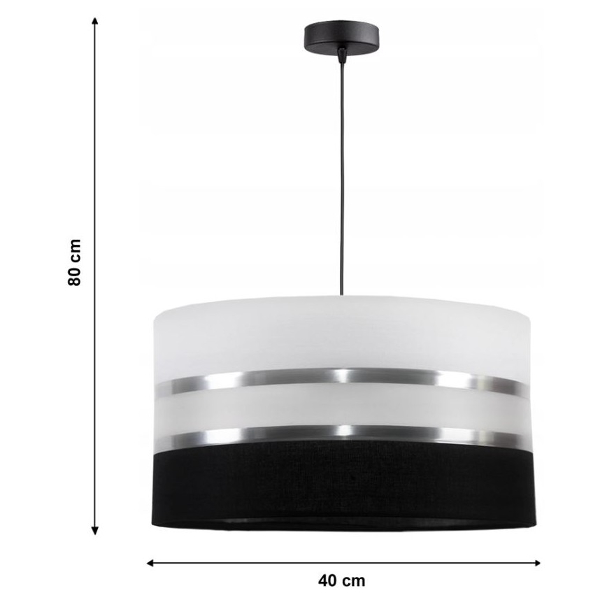 Полилей на верижка CORAL 1xE27/60W/230V чернобяла