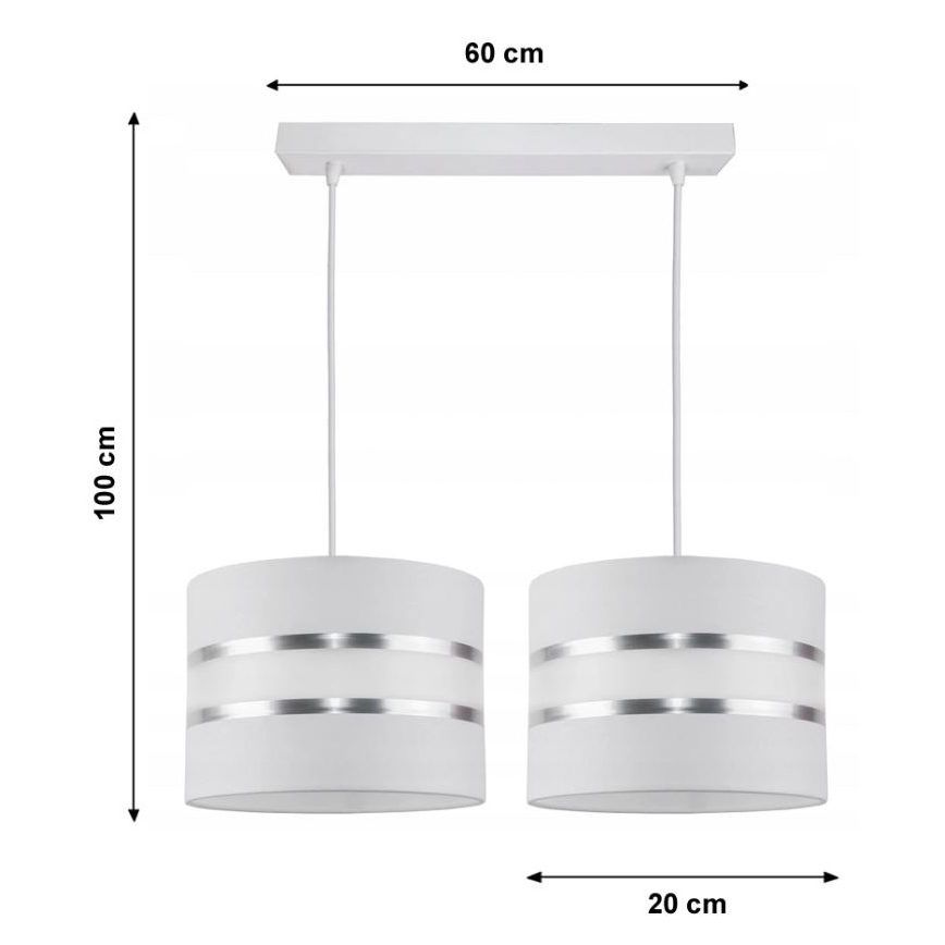 Полилей на верижка CORAL 2xE27/60W/230V бяла