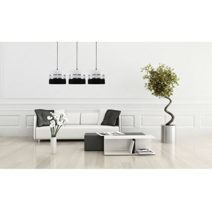 Полилей на верижка CORAL 3xE27/60W/230V чернобяла