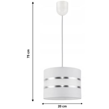 Полилей на верижка CORAL S 1xE27/60W/230V бяла