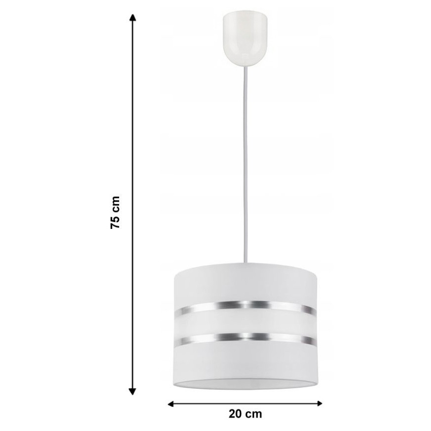 Полилей на верижка CORAL S 1xE27/60W/230V бяла
