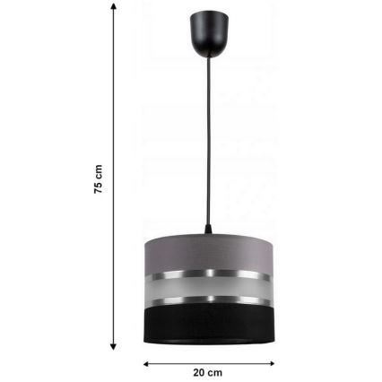 Полилей на верижка CORAL S 1xE27/60W/230V черносива