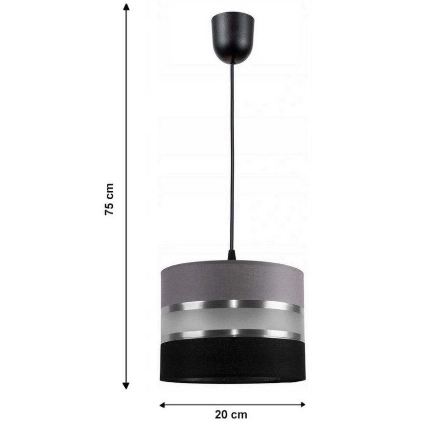 Полилей на верижка CORAL S 1xE27/60W/230V черносива