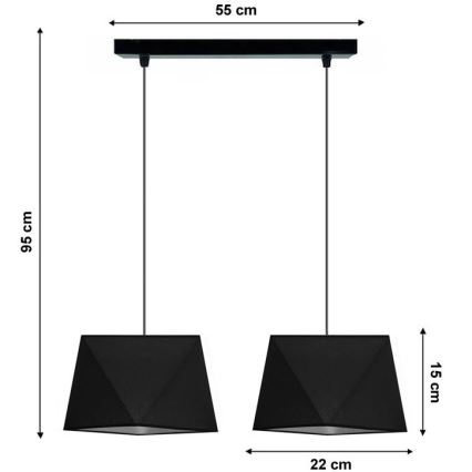 Полилей на верижка DIAMENT 2xE27/60W/230V черна