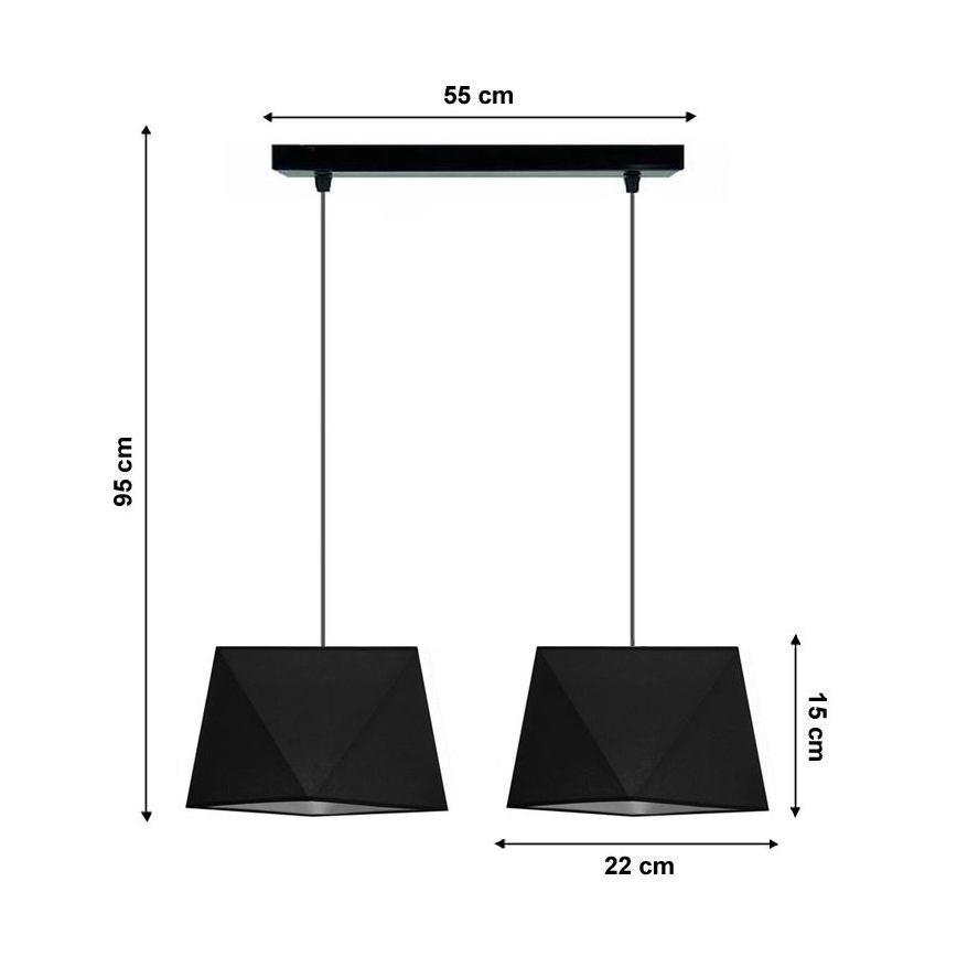 Полилей на верижка DIAMENT 2xE27/60W/230V черна
