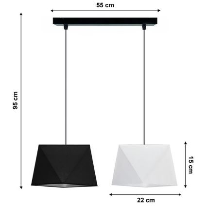 Полилей на верижка DIAMENT 2xE27/60W/230V чернобяла