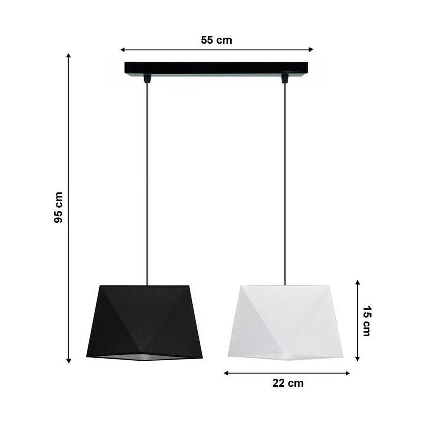 Полилей на верижка DIAMENT 2xE27/60W/230V чернобяла