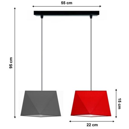 Полилей на верижка DIAMENT 2xE27/60W/230V сивочервена
