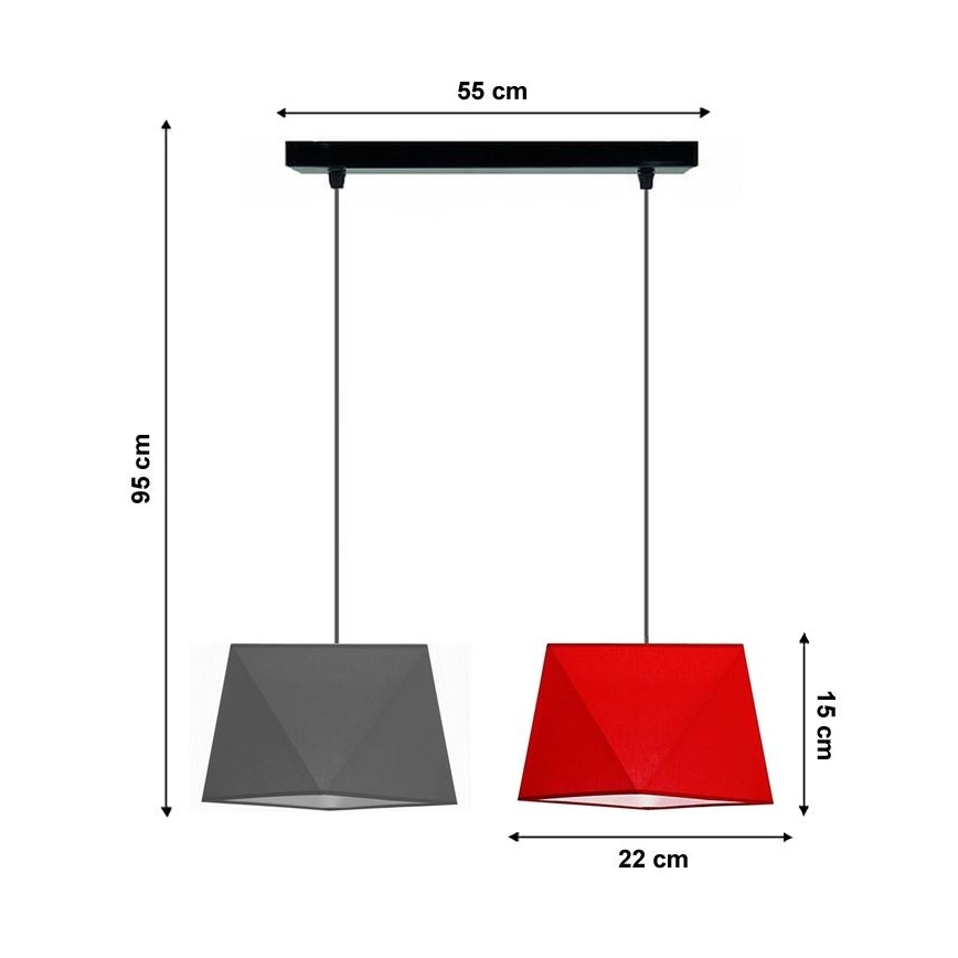 Полилей на верижка DIAMENT 2xE27/60W/230V сивочервена