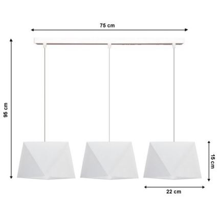Полилей на верижка DIAMENT 3xE27/60W/230V бяла