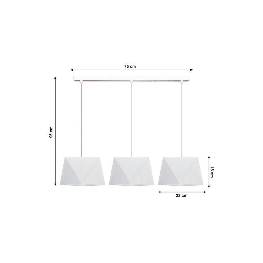 Полилей на верижка DIAMENT 3xE27/60W/230V бяла