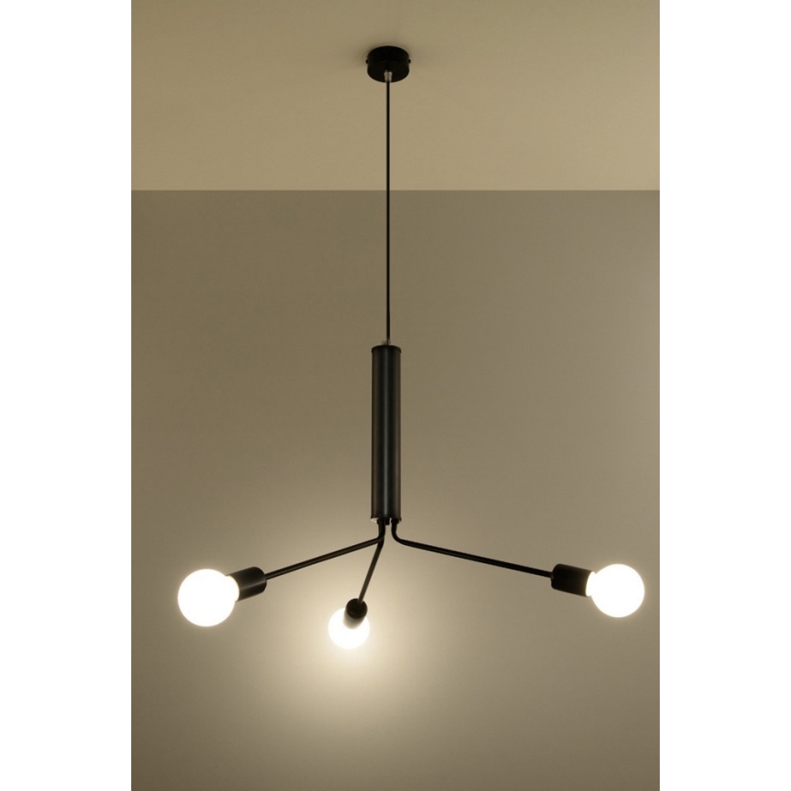 Полилей на верижка DUOMO 3D 3xE27/60W/230V черна