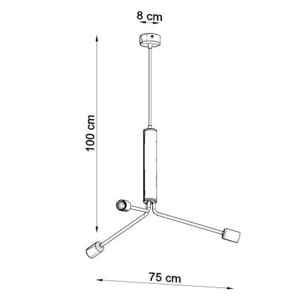 Полилей на верижка DUOMO 3D 3xE27/60W/230V черна