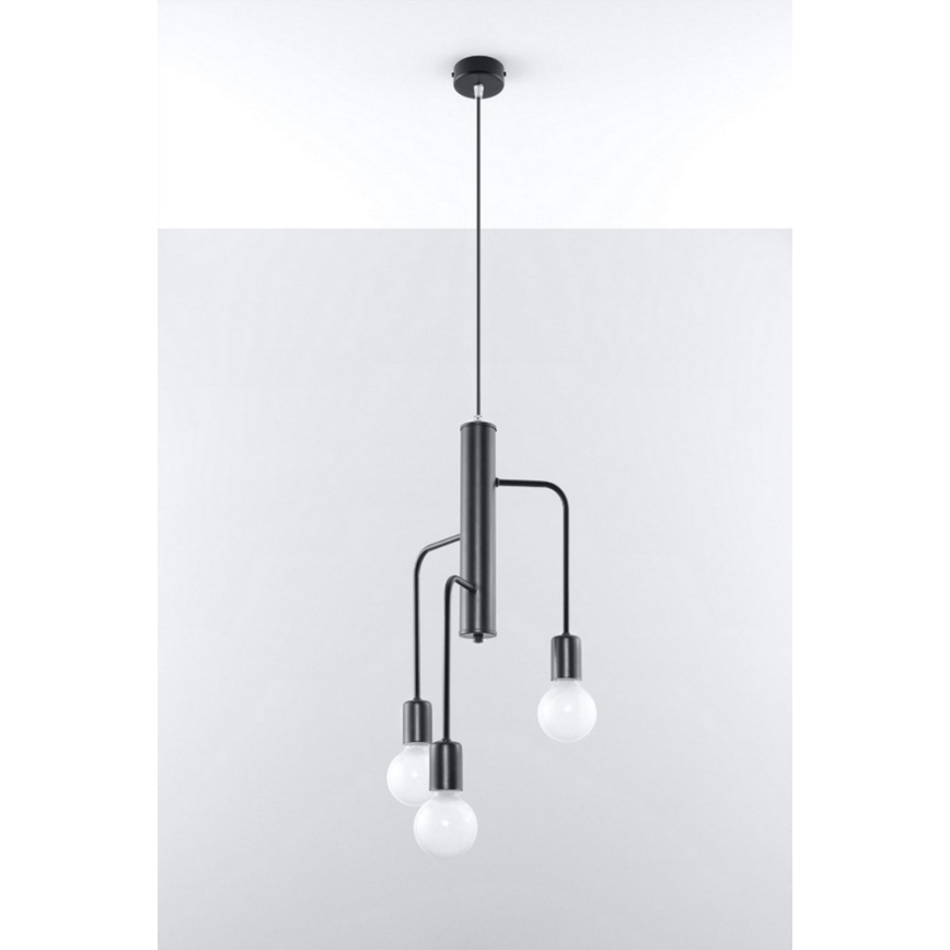 Полилей на верижка DUOMO 3M 3xE27/60W/230V черна