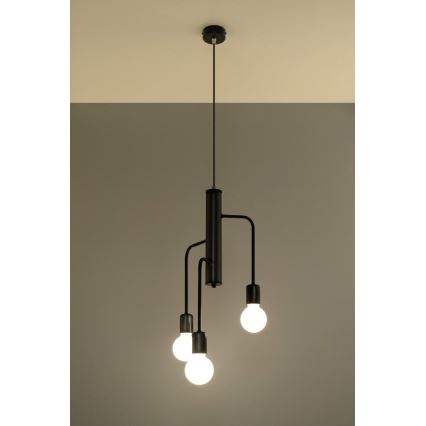 Полилей на верижка DUOMO 3M 3xE27/60W/230V черна