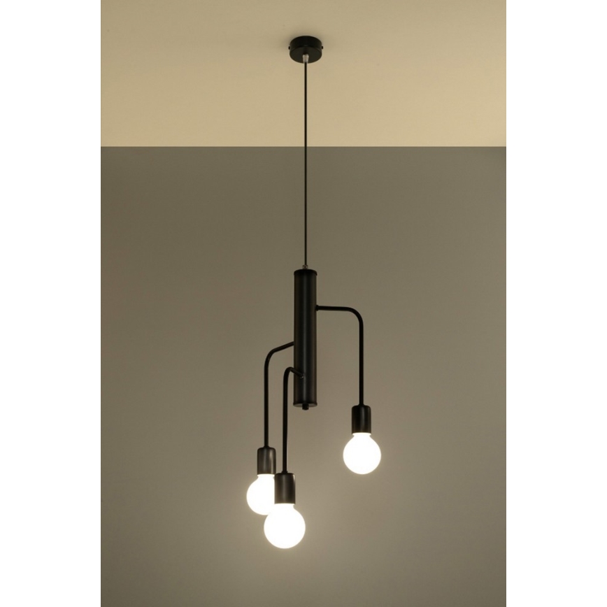 Полилей на верижка DUOMO 3M 3xE27/60W/230V черна