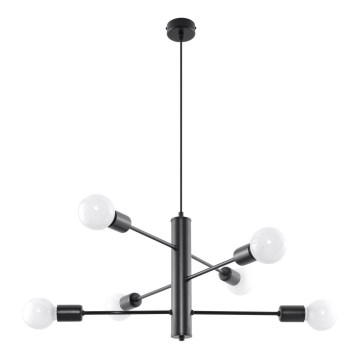 Полилей на верижка DUOMO 6 6xE27/60W/230V черна