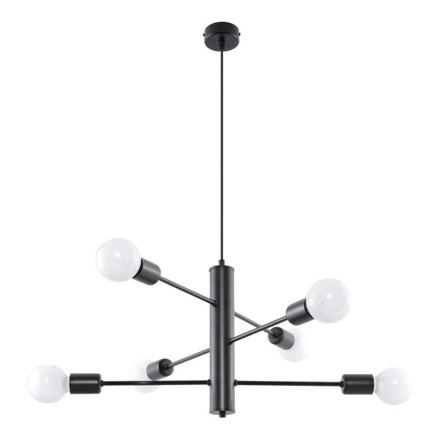 Полилей на верижка DUOMO 6 6xE27/60W/230V черна