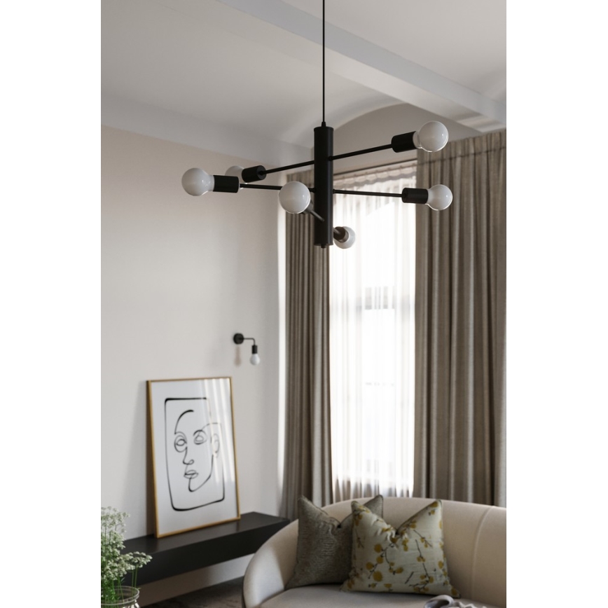 Полилей на верижка DUOMO 6 6xE27/60W/230V черна