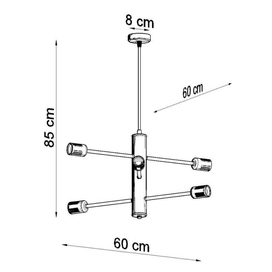 Полилей на верижка DUOMO 6 6xE27/60W/230V черна