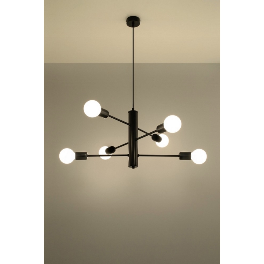 Полилей на верижка DUOMO 6 6xE27/60W/230V черна
