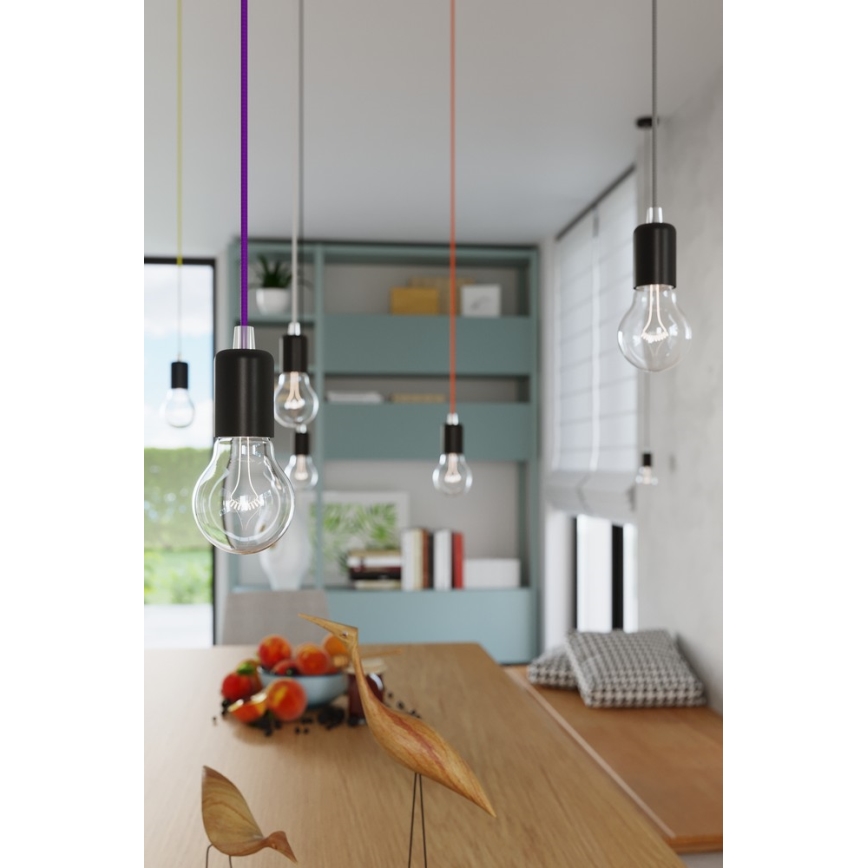 Полилей на верижка EDISON 1xE27/60W/230V черна
