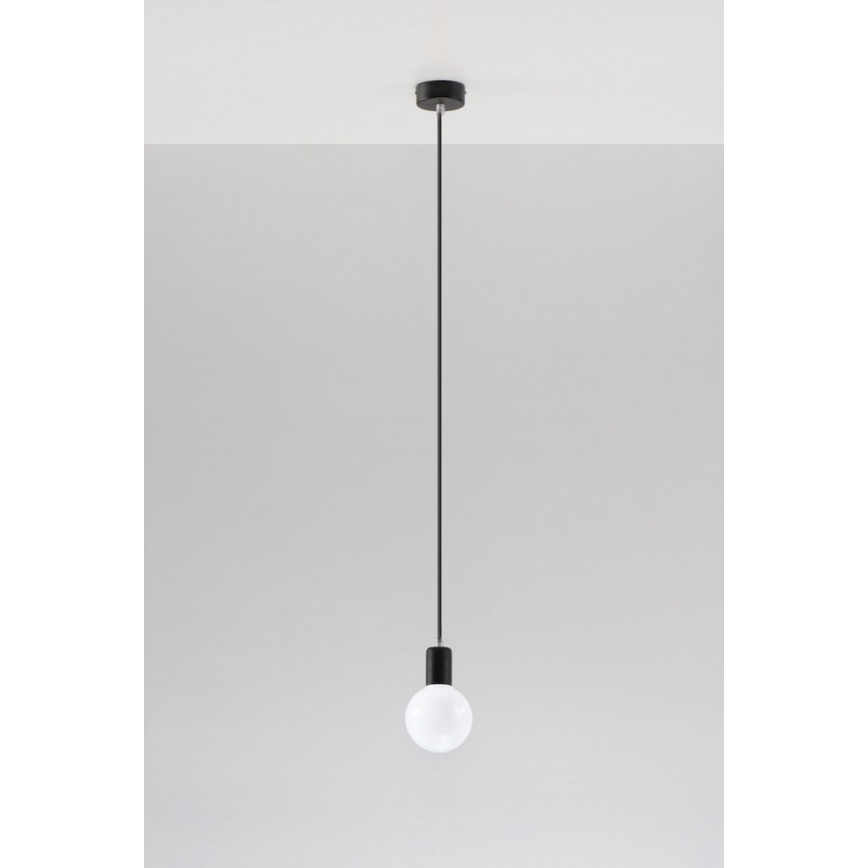Полилей на верижка EDISON 1xE27/60W/230V черна