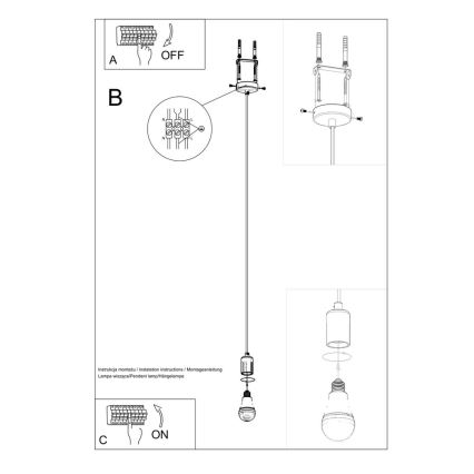 Полилей на верижка EDISON 1xE27/60W/230V черна