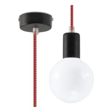 Полилей на верижка EDISON 1xE27/60W/230V черна, червена