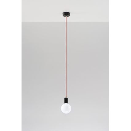 Полилей на верижка EDISON 1xE27/60W/230V черна, червена