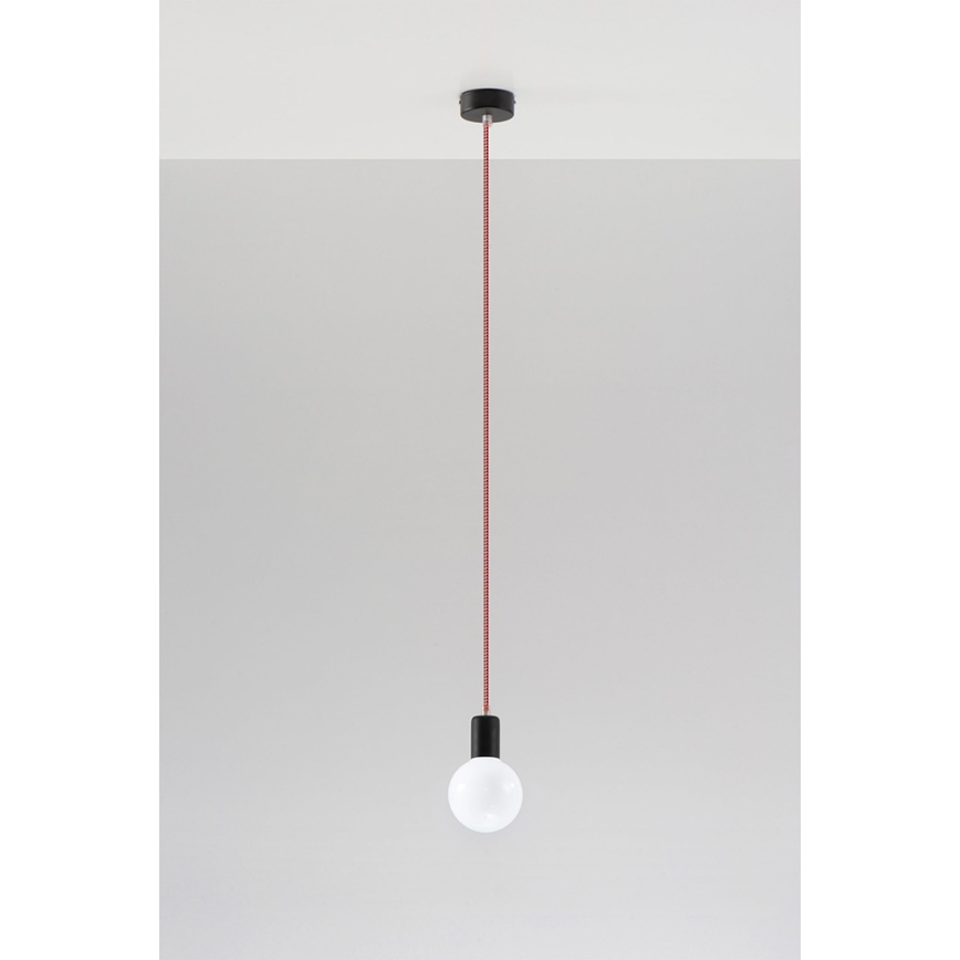 Полилей на верижка EDISON 1xE27/60W/230V черна, червена