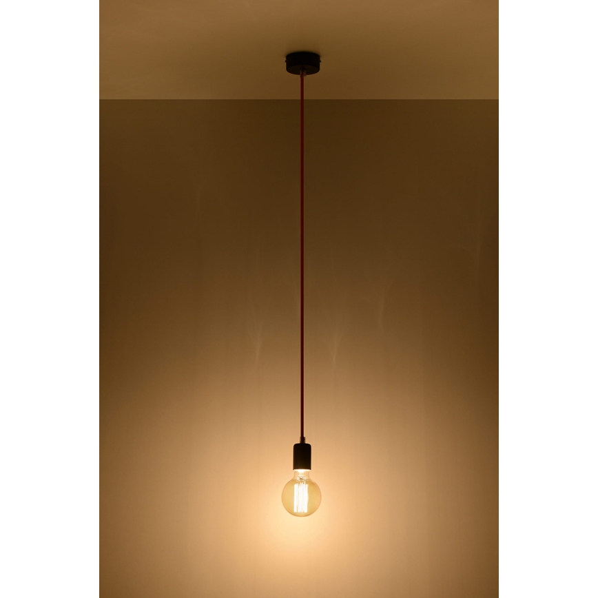 Полилей на верижка EDISON 1xE27/60W/230V черна, червена