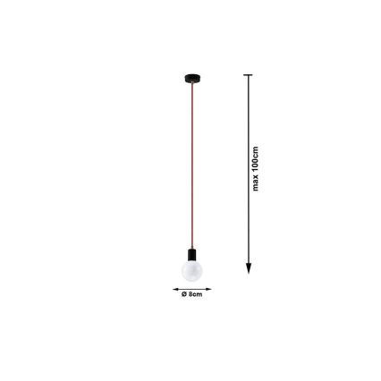 Полилей на верижка EDISON 1xE27/60W/230V черна, червена