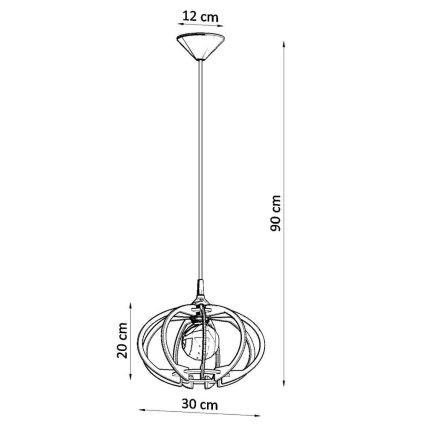 Полилей на верижка MANDELINO 1xE27/60W/230V