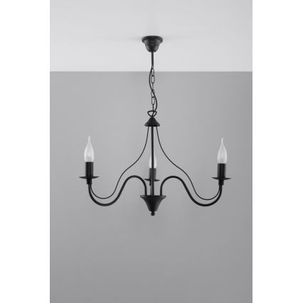 Полилей на верижка MINERWA 3 3xE14/40W/230V черна