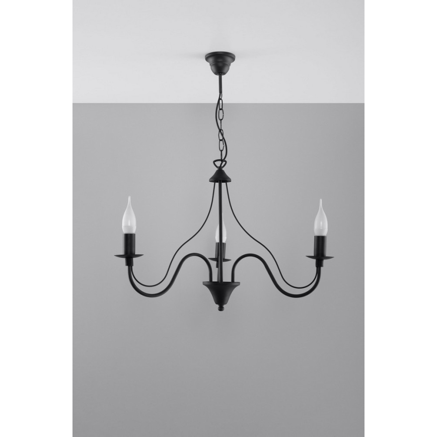 Полилей на верижка MINERWA 3 3xE14/40W/230V черна