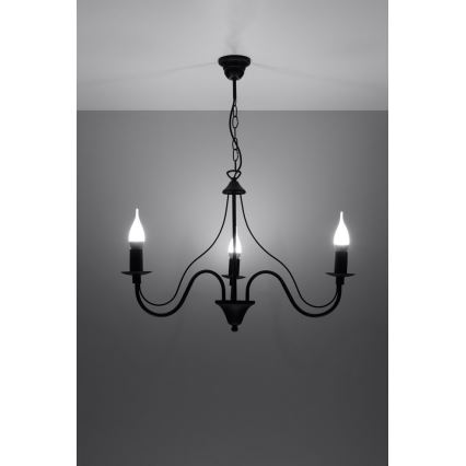 Полилей на верижка MINERWA 3 3xE14/40W/230V черна