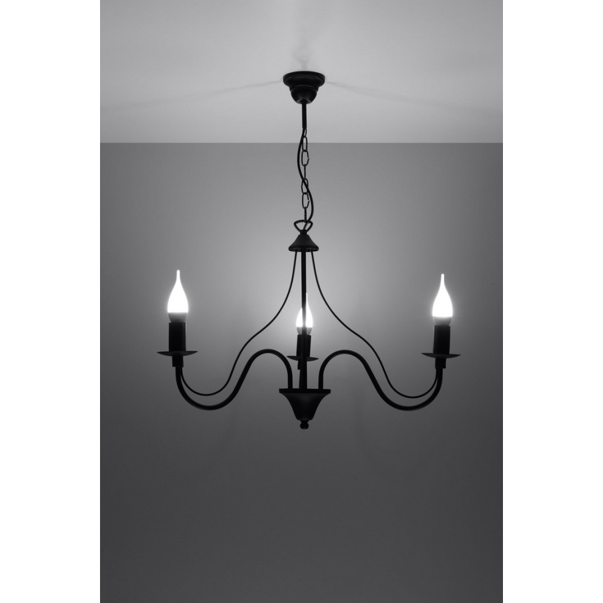 Полилей на верижка MINERWA 3 3xE14/40W/230V черна