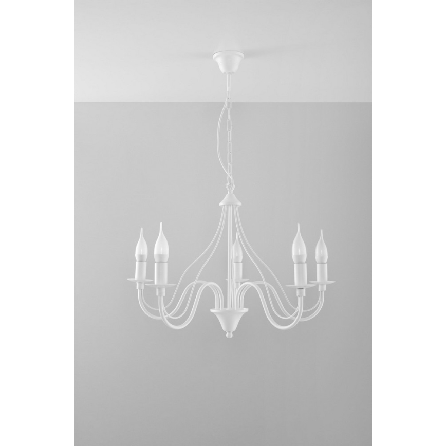 Полилей на верижка MINERWA 5 5xE14/40W/230V бяла