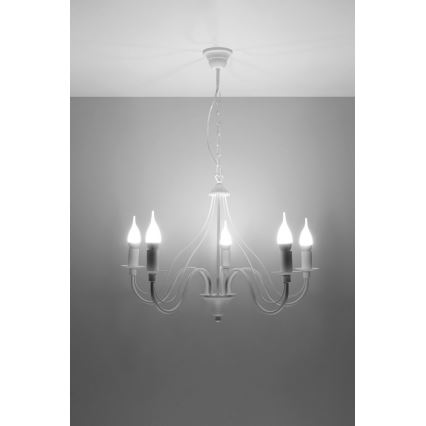 Полилей на верижка MINERWA 5 5xE14/40W/230V бяла