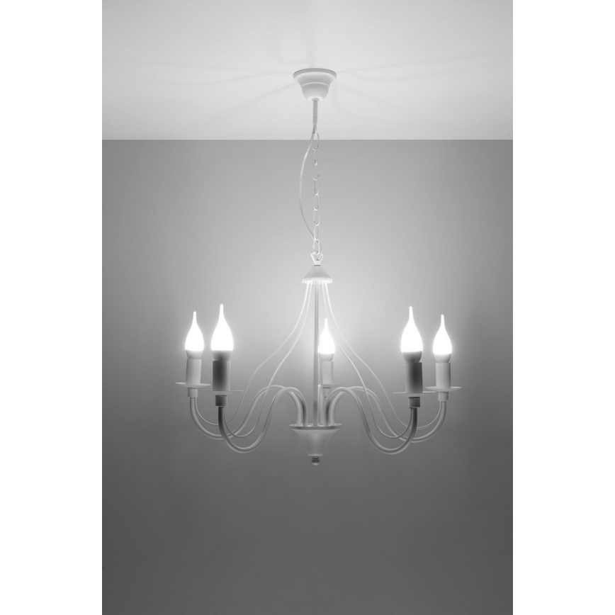 Полилей на верижка MINERWA 5 5xE14/40W/230V бяла
