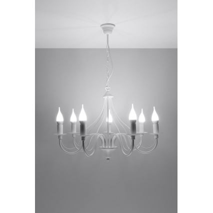 Полилей на верижка MINERWA 7 7xE14/40W/230V бяла