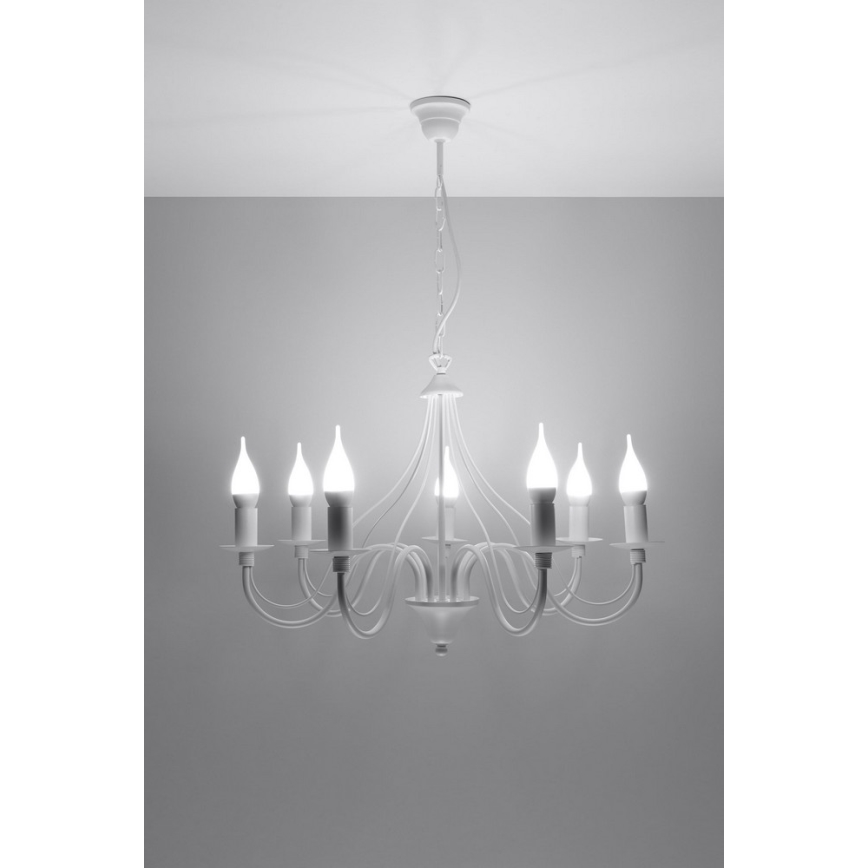 Полилей на верижка MINERWA 7 7xE14/40W/230V бяла