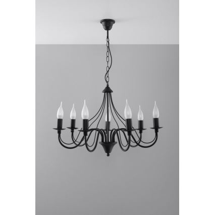 Полилей на верижка MINERWA 7 7xE14/40W/230V черна