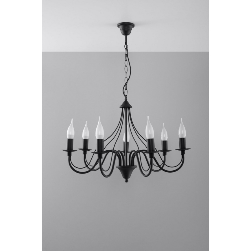 Полилей на верижка MINERWA 7 7xE14/40W/230V черна