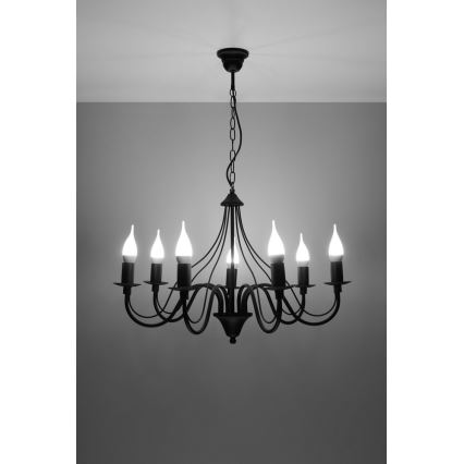 Полилей на верижка MINERWA 7 7xE14/40W/230V черна