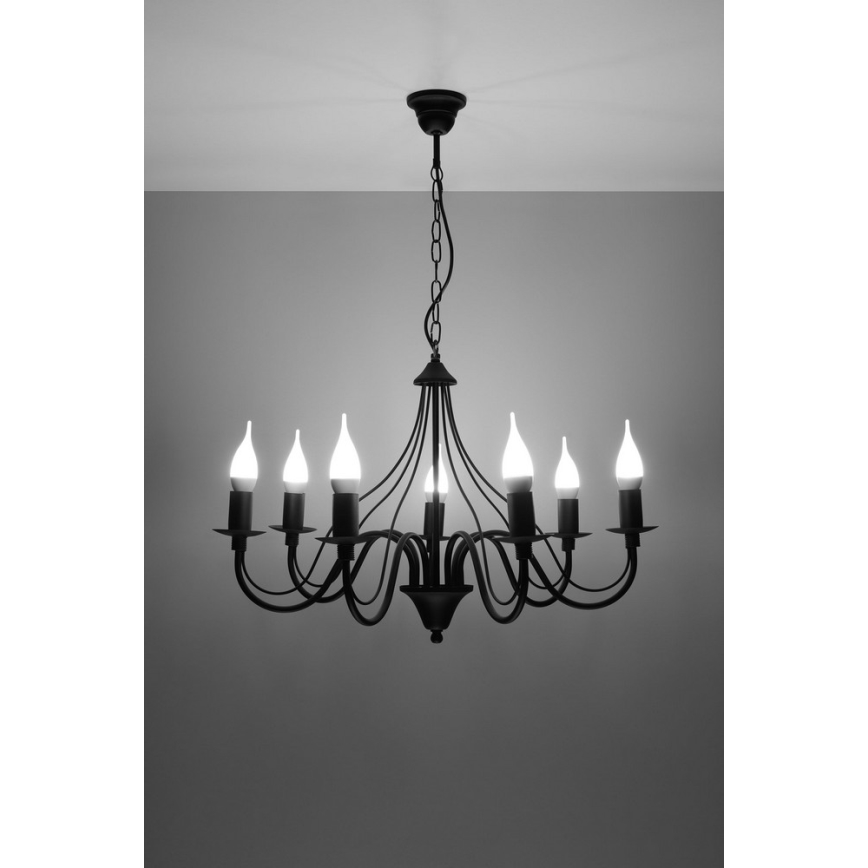 Полилей на верижка MINERWA 7 7xE14/40W/230V черна