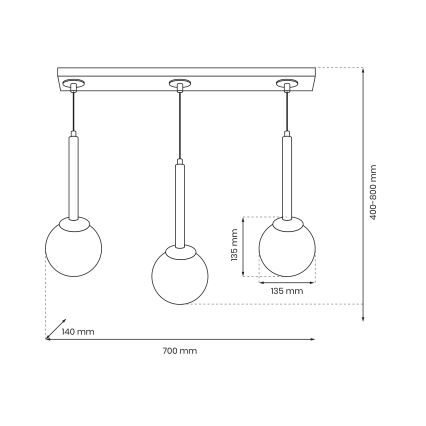 Полилей на верижка PARMA 3xE14/40W/230V